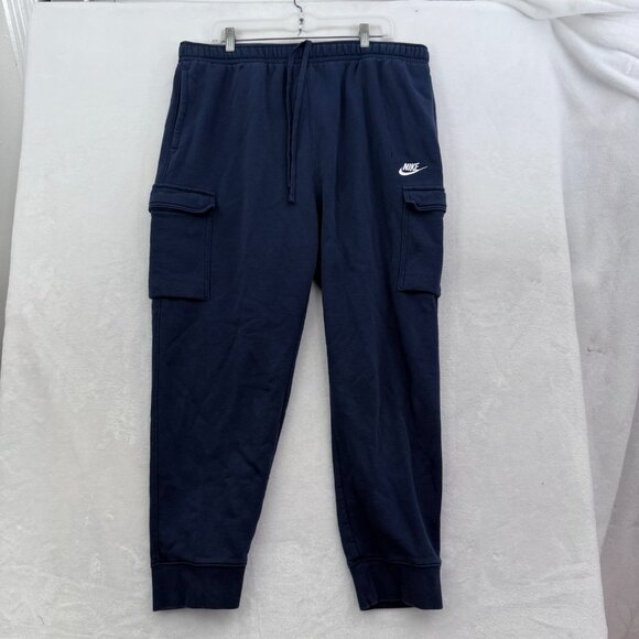 Nike Cargo Sweatpants Mens 2XL (36x26) Blue Fleece Elastic Waist Jogger Sports - Picture 1 of 14